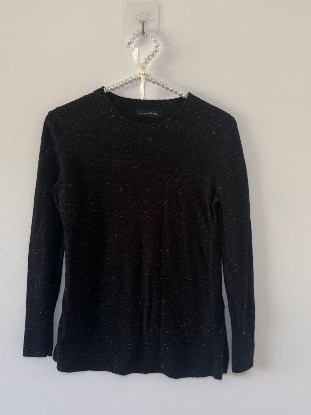 Banana Republic Black Metallic Crewneck Sweater